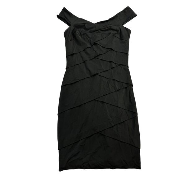 White House Black Market Black Sleeveless Ruffle Tiered Dress size 6 - Picture 3 of 9